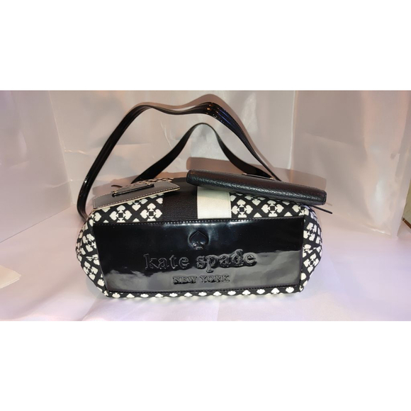 Kate Spade Shoulder Bag/ Wallet & Card Holder Set Canvas Stripe Black/White W OS - Picture 6 of 9